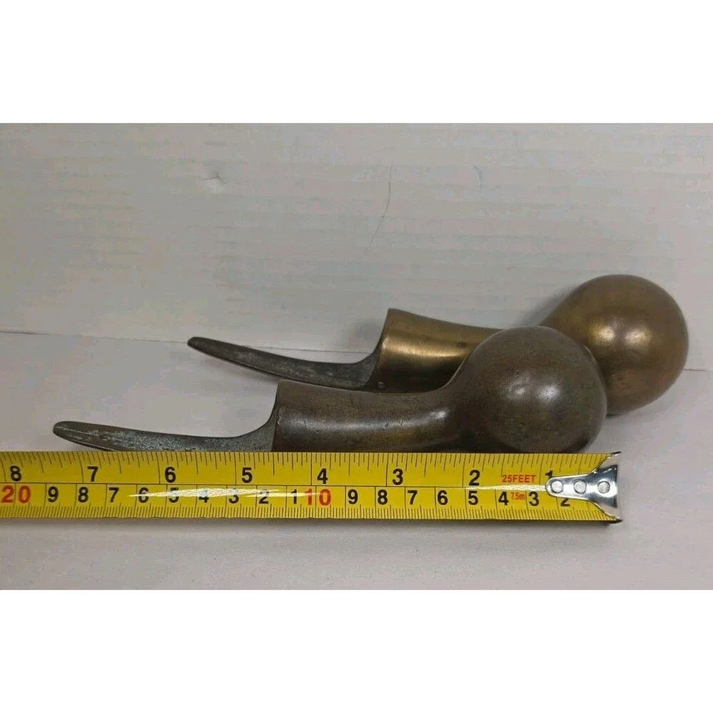 2 Vintage Antique Brass Horse Harness Hame Ball Knob Cane Handle